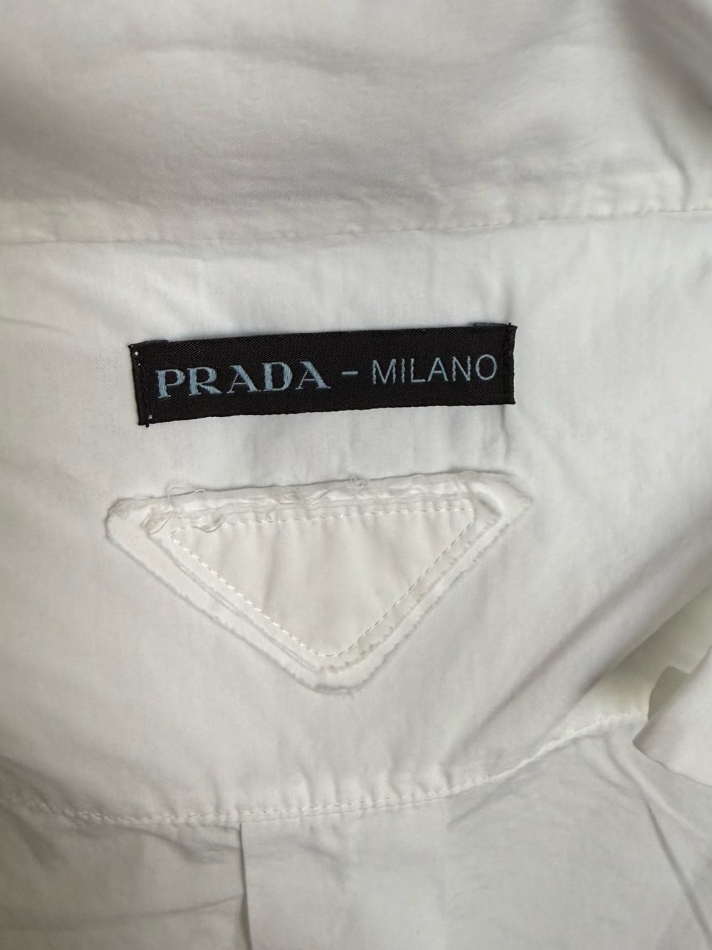 Prada White Cold-Shoulder Button-Front Dress with Waist Tie - Picture 8 of 12